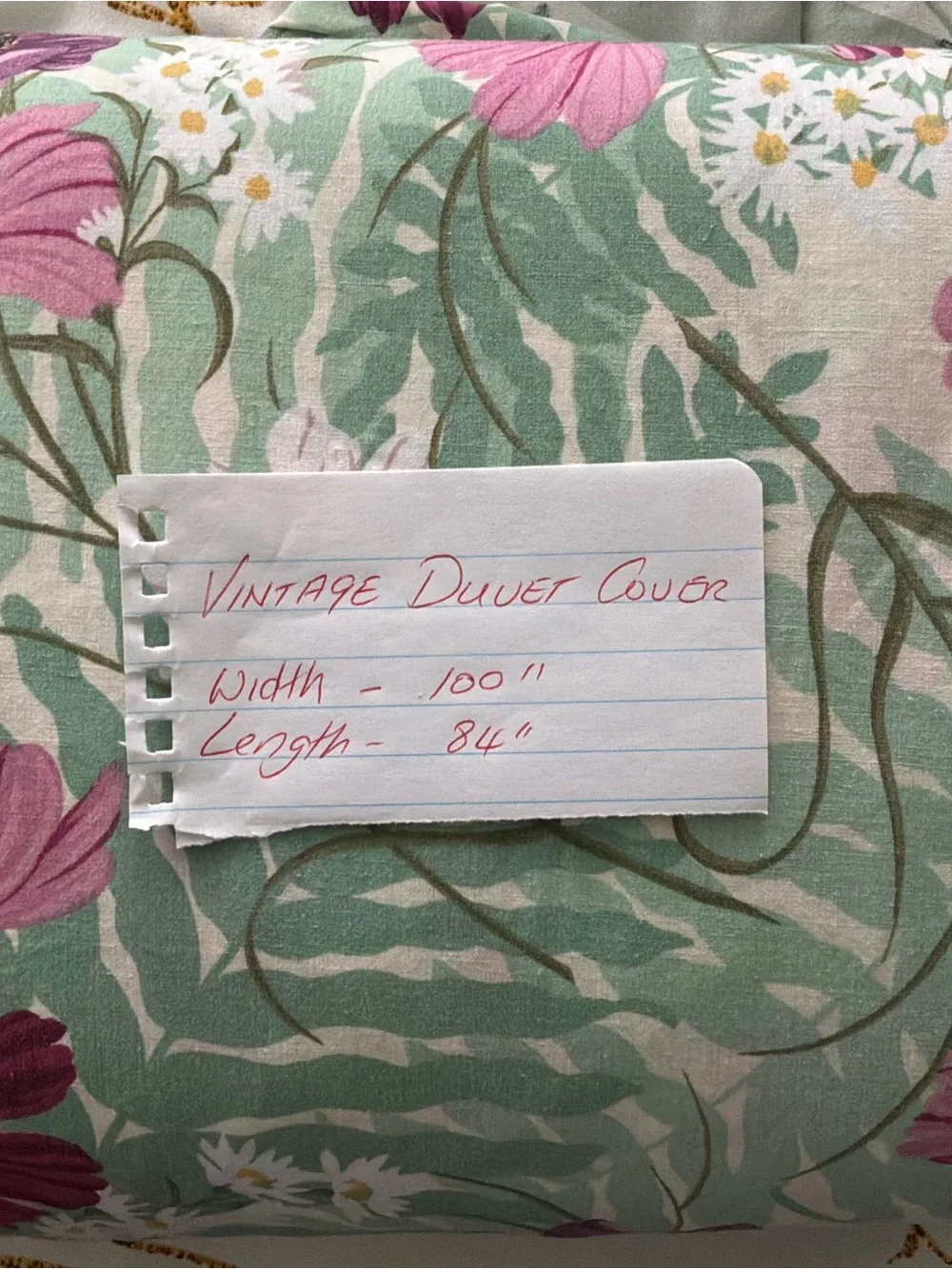 VTG KING Duvet Cover Pink Cosmo’s White Daises Cottage Core 100x84 Crown Crafts
